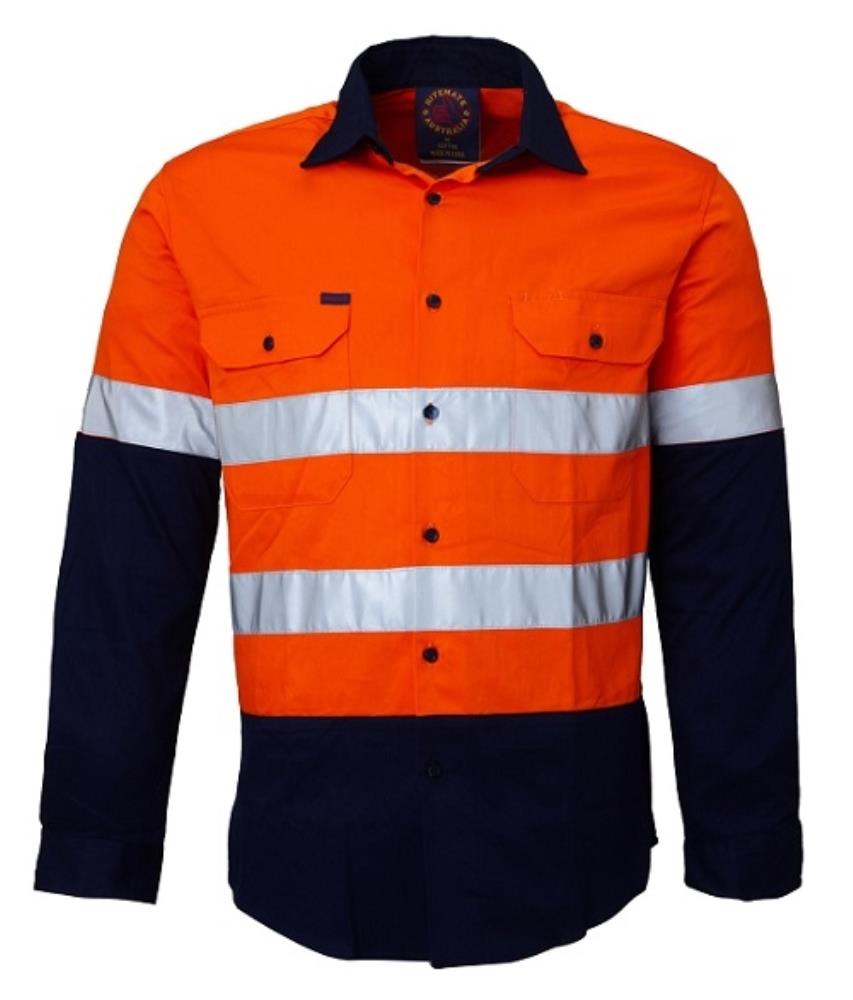 RITEMATE RM1050R L/SL REFLECTIVE HI VIS DRILL SHIRT