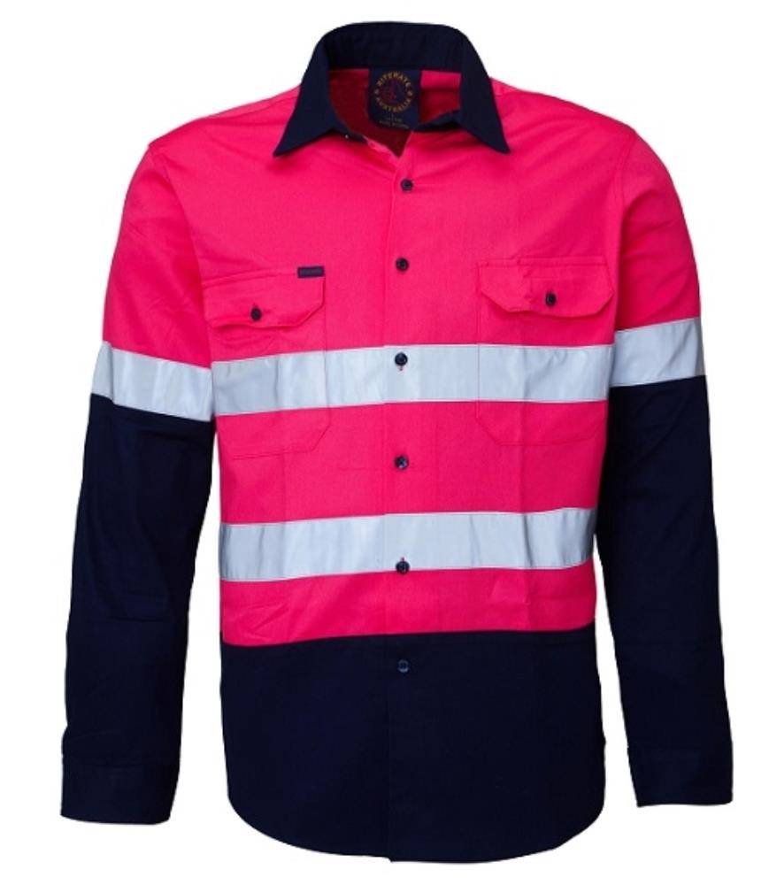 RITEMATE RM1050R L/SL REFLECTIVE HI VIS DRILL SHIRT