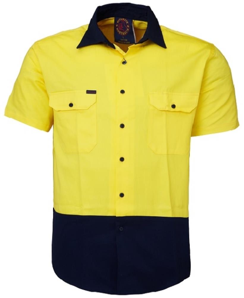RITEMATE RM1050S S/SL HI VIS COTTON DRILL SHIRT