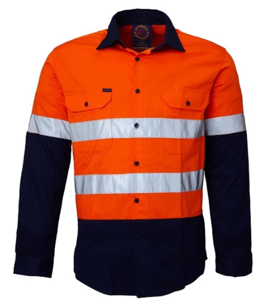 RITEMATE RM4050R L/SL KIDS REFLECTIVE HI VIS COTTON SHIRT