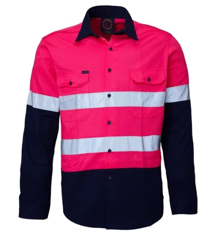 RITEMATE RM4050R L/SL KIDS REFLECTIVE HI VIS COTTON SHIRT