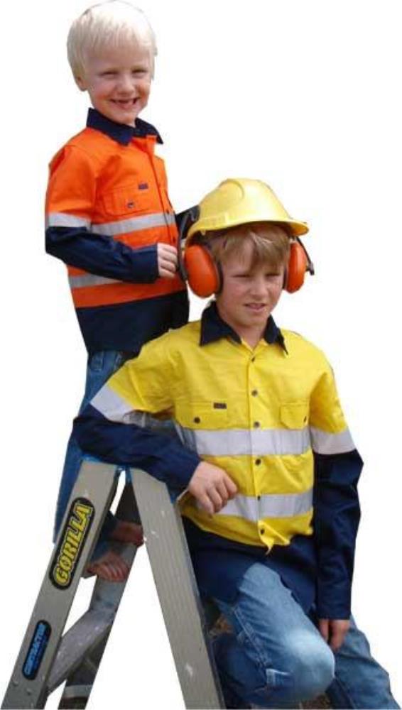 RITEMATE RM4050R L/SL KIDS REFLECTIVE HI VIS COTTON SHIRT