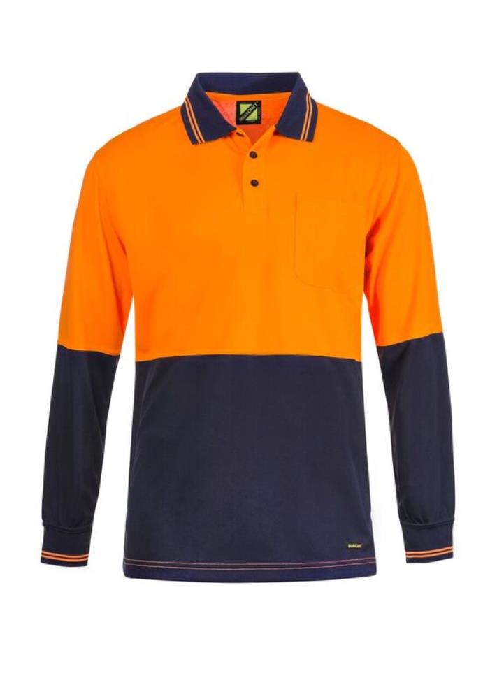 WORKCRAFT WSP202 L/SL HI VIS MICROMESH 2 TONE POLO W/PKT