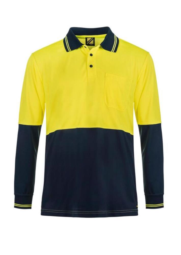 WORKCRAFT WSP202 L/SL HI VIS MICROMESH 2 TONE POLO W/PKT