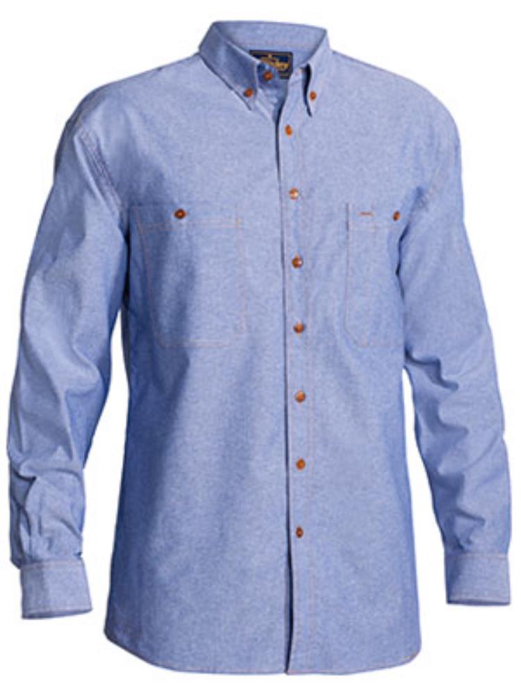 BISLEY B76407 L/SL CHAMBRAY COTTON SHIRT