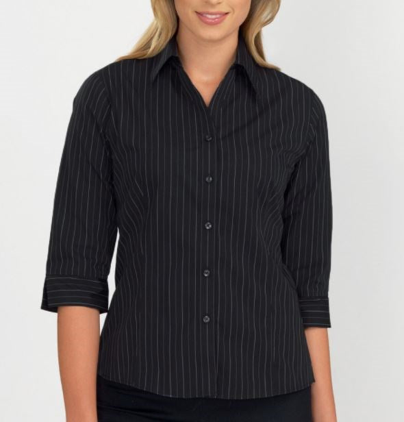 JOHN KEVIN 106 3/4SL FINE STRIPE BLOUSE