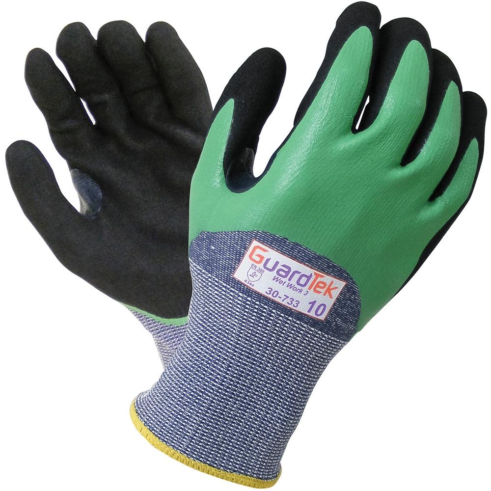 GUARDTEK 30733 WET WORK CUT 3 LIQUID RESISTANT GLOVES All Trades