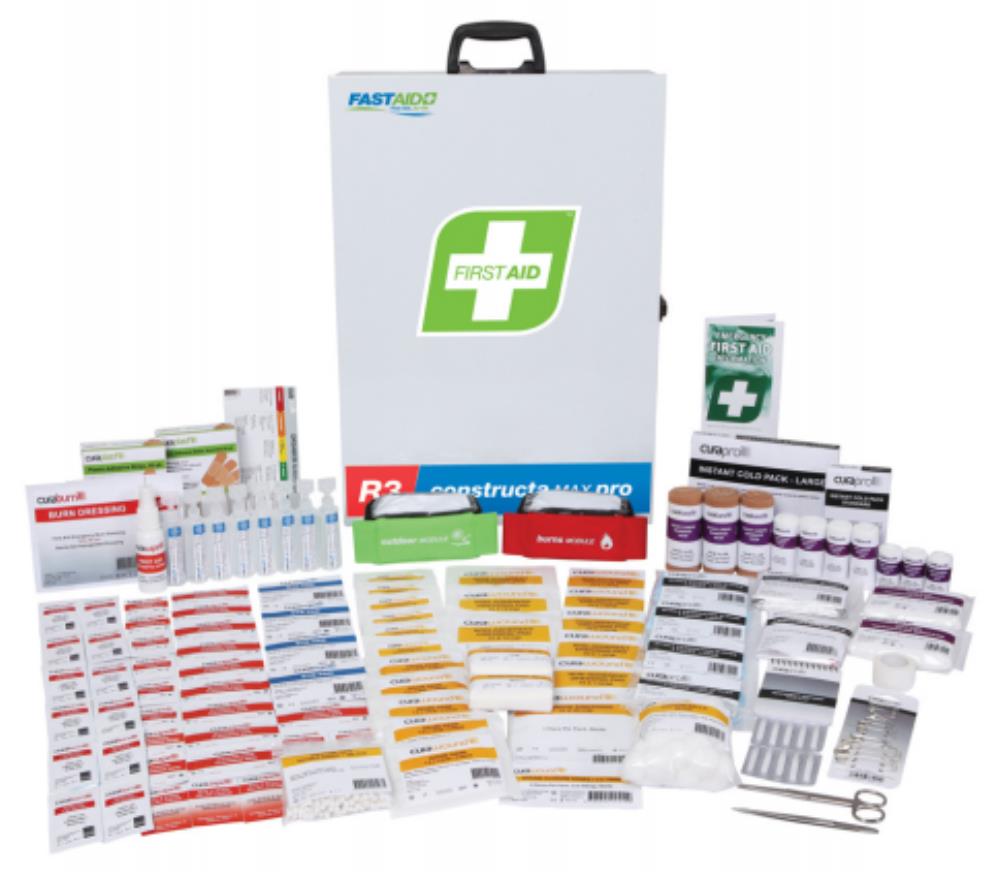 FASTAID FAR3C10 R3 CONSTRUCTA MAX PRO FIRST AID KIT, METAL WALL MOUNT