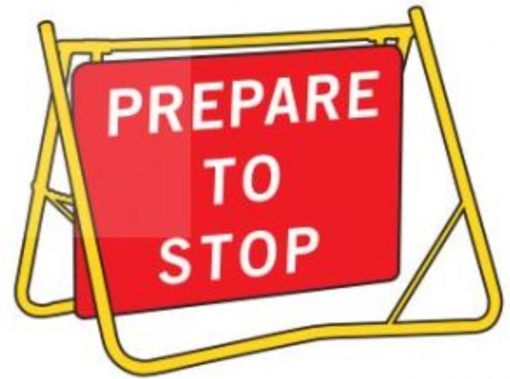 PREPARE TO STOP T1-18 SWING STAND SIGN