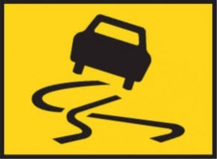 SLIPPERY SURFACE - BOXED EDGE ROAD SIGN