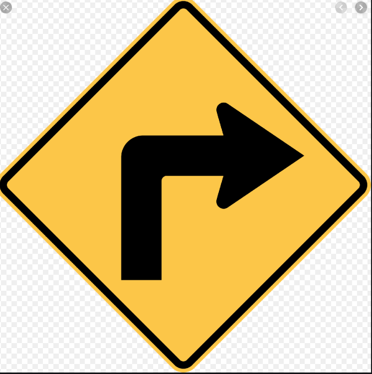 RIGHT TURN W1-1R WARNING SIGNAGE