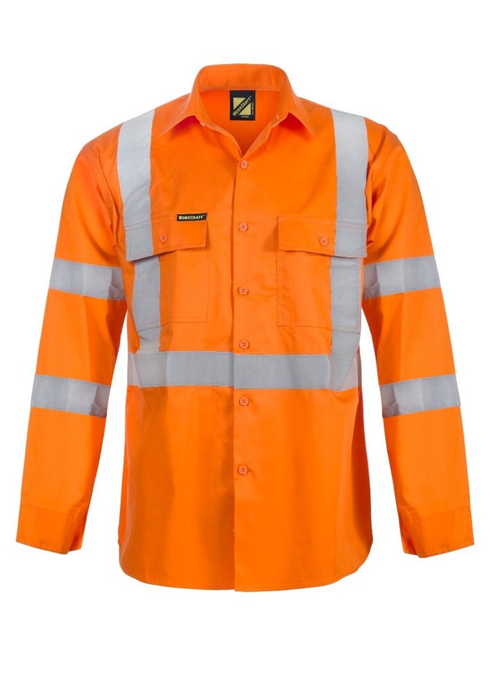 WORKCRAFT WS3222 REFLECTIVE HI VIS L/SL DRILL SHIRT - X PATTERN