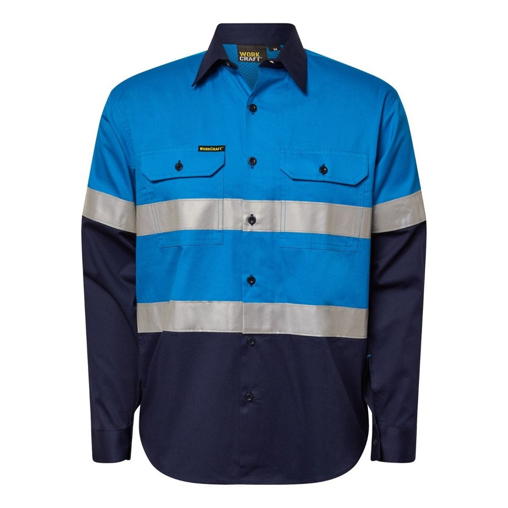 WORK CRAFT WS4132 L/SL VENTED LIGHT WEIGHT COTTON SHIRT REFLECTIVE
