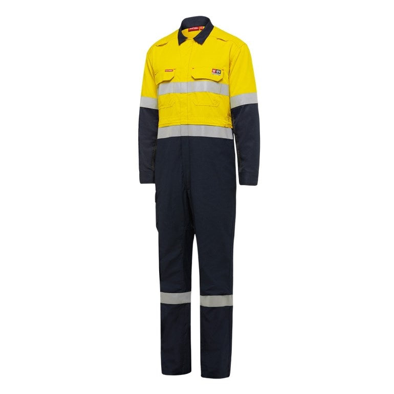 HARD YAKKA Y00055 SHIELDTEC FR/ARC RATED HI VIS TWO TONE COVERALL WITH FR TAPE