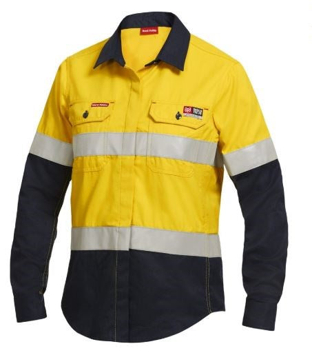 HARD YAKKA Y04050 SHIELDTEC FR/ARC RATED REFLECTIVE HI VIS CF SHIRT-LADIES