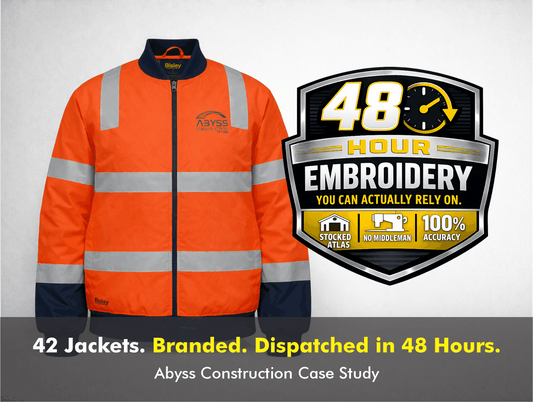 Case Study: How Abyss Construction Got 42 Branded Jackets Dispatched in 48 Hours