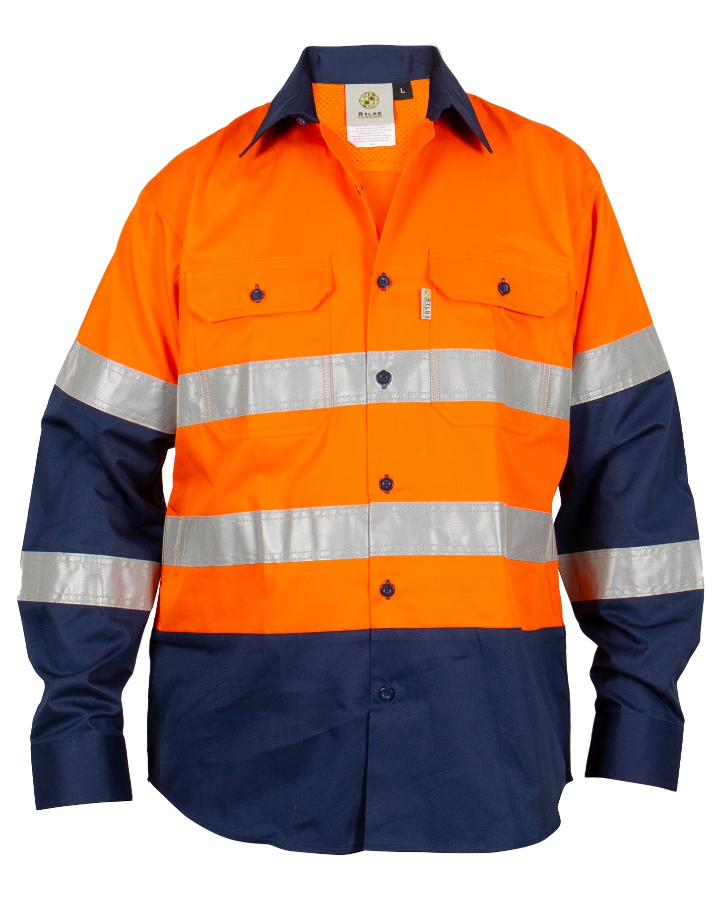 ATLAS 07299 L/SL REFLECTIVE HI VIS LIGHT WEIGHT COTTON SHIRT