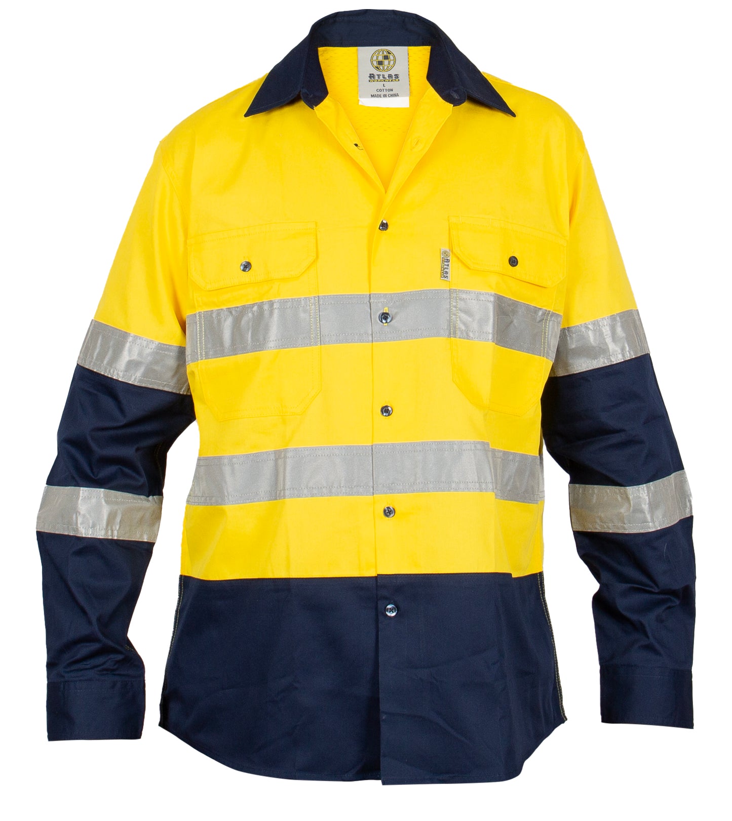 ATLAS 07299 L/SL REFLECTIVE HI VIS LIGHT WEIGHT COTTON SHIRT