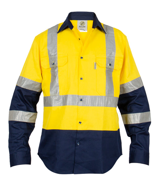 ATLAS 07388 L/SL REFLECTIVE HI VIS COTTON DRILL SHIRT