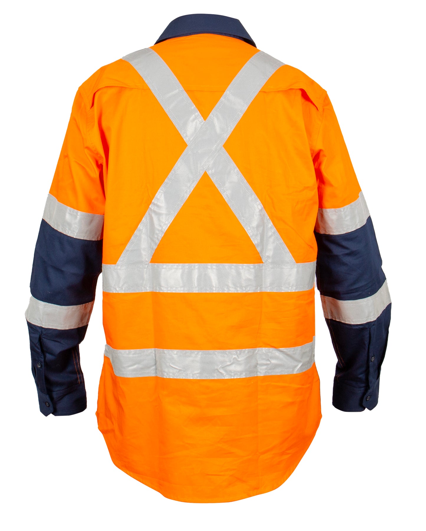 ATLAS 07399X L/SL REFLECTIVE HI VIS LT WEIGHT COTTON SHIRT-X BACK