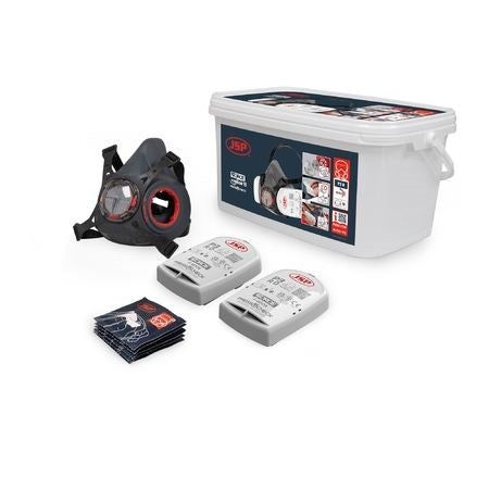 JSP FORCE TYPHOON 8 HALF MASK RESPIRATOR ASBESTOS/SILICA/DUST KIT w/ P2 FILTERS - MEDIUM