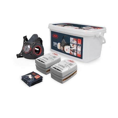 JSP FORCE TYPHOON 8 HALF MASK RESPIRATOR SPRAY PAINTERS KIT w/ A2P2 FILTERS - MEDIUM