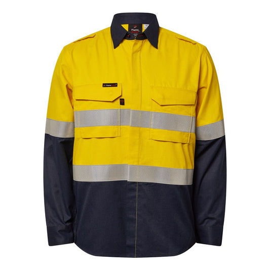 FLAMEBUSTER FSV014A HRC2 INHERENT HI VIS REFLECTIVE SHIRT WITH GUSSET SLEEVES