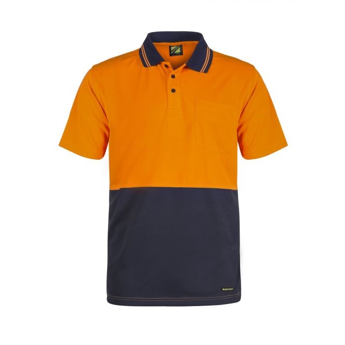 WORKCRAFT WSP201 S/SL HI VIS MICROMESH 2 TONE POLO W/PKT