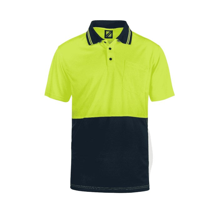 WORKCRAFT WSP201 S/SL HI VIS MICROMESH 2 TONE POLO W/PKT