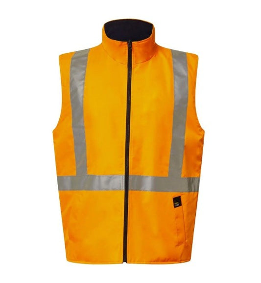 WORKCRAFT WW9029 NSW RAIL HI VIS REVERSIBLE FLEECE REFLECTIVE VEST WITH X-PATTERN TAPE