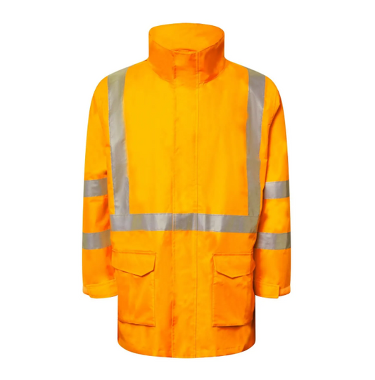 WORKCRAFT WW9030 NSW RAIL HI VIS REFLECTIVE JACKET WITH X-PATTERN TAPE