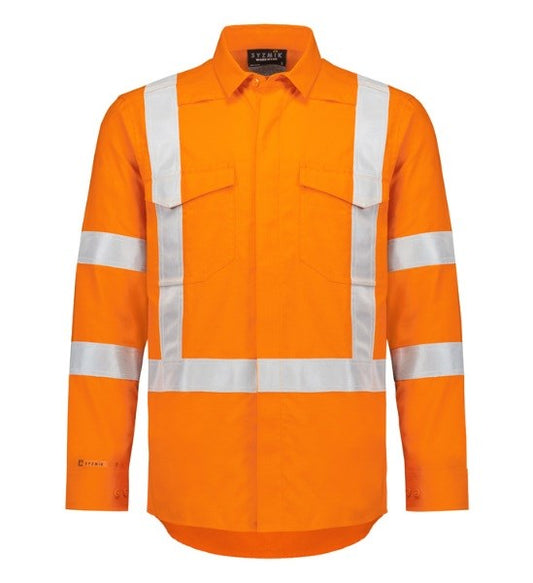 SYZMIK ZW187 MENS L/SL FLAME LIGHTWEIGHT RIPSTOP X BACK SHIRT