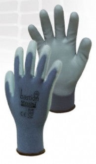 BASTION MESSINA GREY NYLON GLOVES-GREY POLYURETHANE COATING