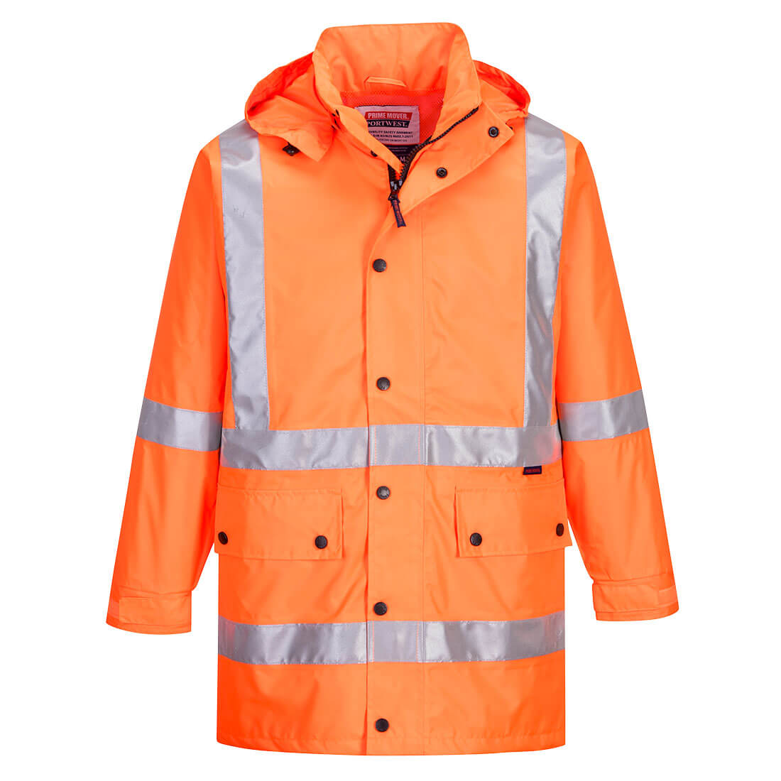 PRIME MOVER MX306 HI-VIS RAIL RAIN JACKET WITH CROSS BACK TAPE