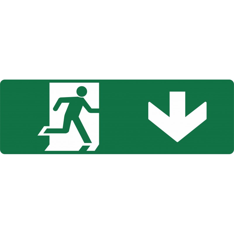 EXIT SIGN - RUNNING MAN (WITH DOWN ARROW)
