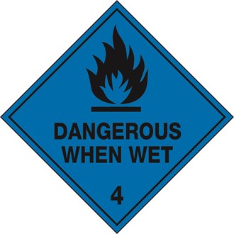 DANGEROUS WHEN WET 4.3 DANGEROUS GOODS SIGN
