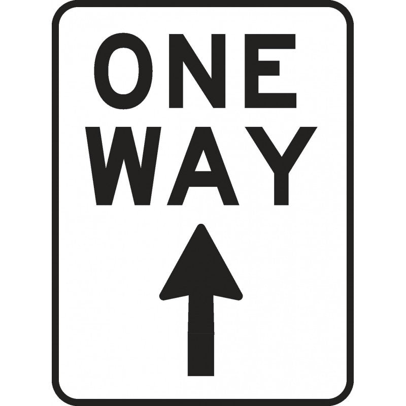 ONE WAY UP ARROW REGULATORY ROAD SIGN