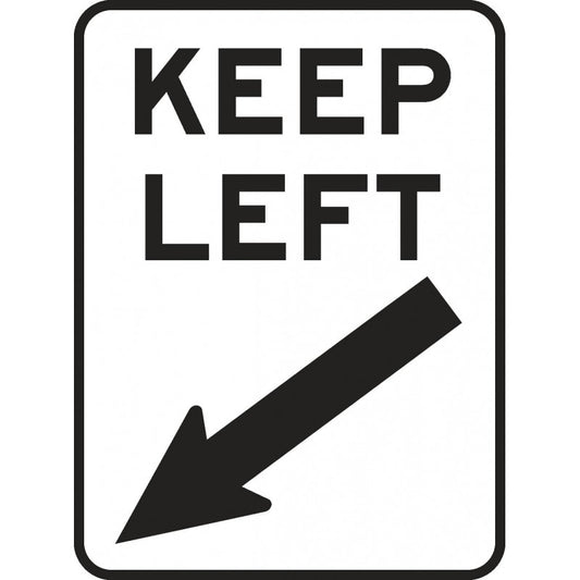 KEEP LEFT R2-3 ROAD SIGN