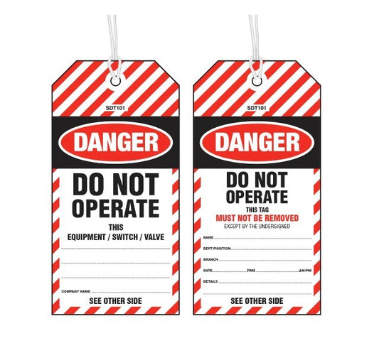 DANGER SDT100 DO NOT OPERATE WEATHERPROOF LOCKOUT TAGS