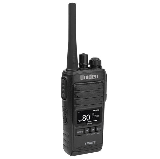 UNIDEN UH755 5 WATT IP55 UHF CB HANDHELD RADIO