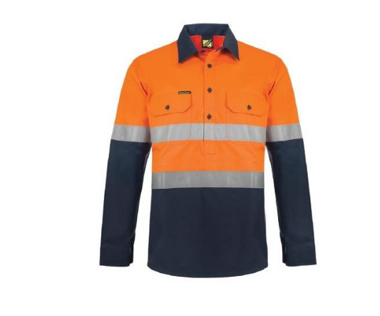 WORK CRAFT WS6033 L/SL REFLECTIVE CLOSED FRONT HI VIS HEAVY WEIGHT SHIRT