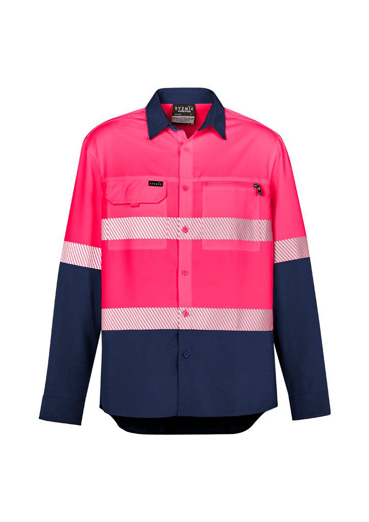 SYZMIK ZW470 MENS HI VIS OUTDOOR SEGMENTED TAPE L/SL SHIRT