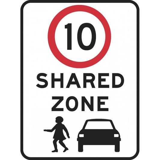REGULATORY SIGN R4-4A SHARED ZONE 10KMH SIGN