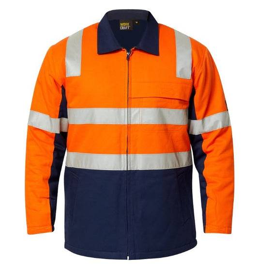 WORKCRAFT WJ8019 HI VIS COTTON DRILL REFLECTIVE JACKET