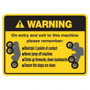 WARNING ENTRY & EXIT STICKER - 3 POINTS OF CONTACT