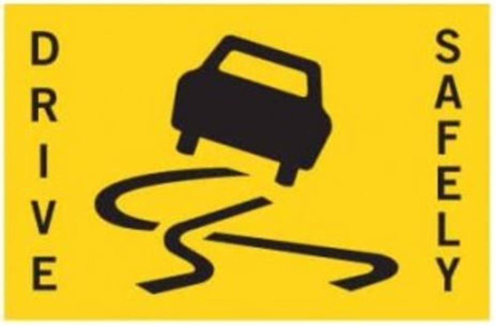 SLIPPERY SURFACE DRIVE SAFELY T3-3 REPEATER SIGN - NON REFLECTIVE