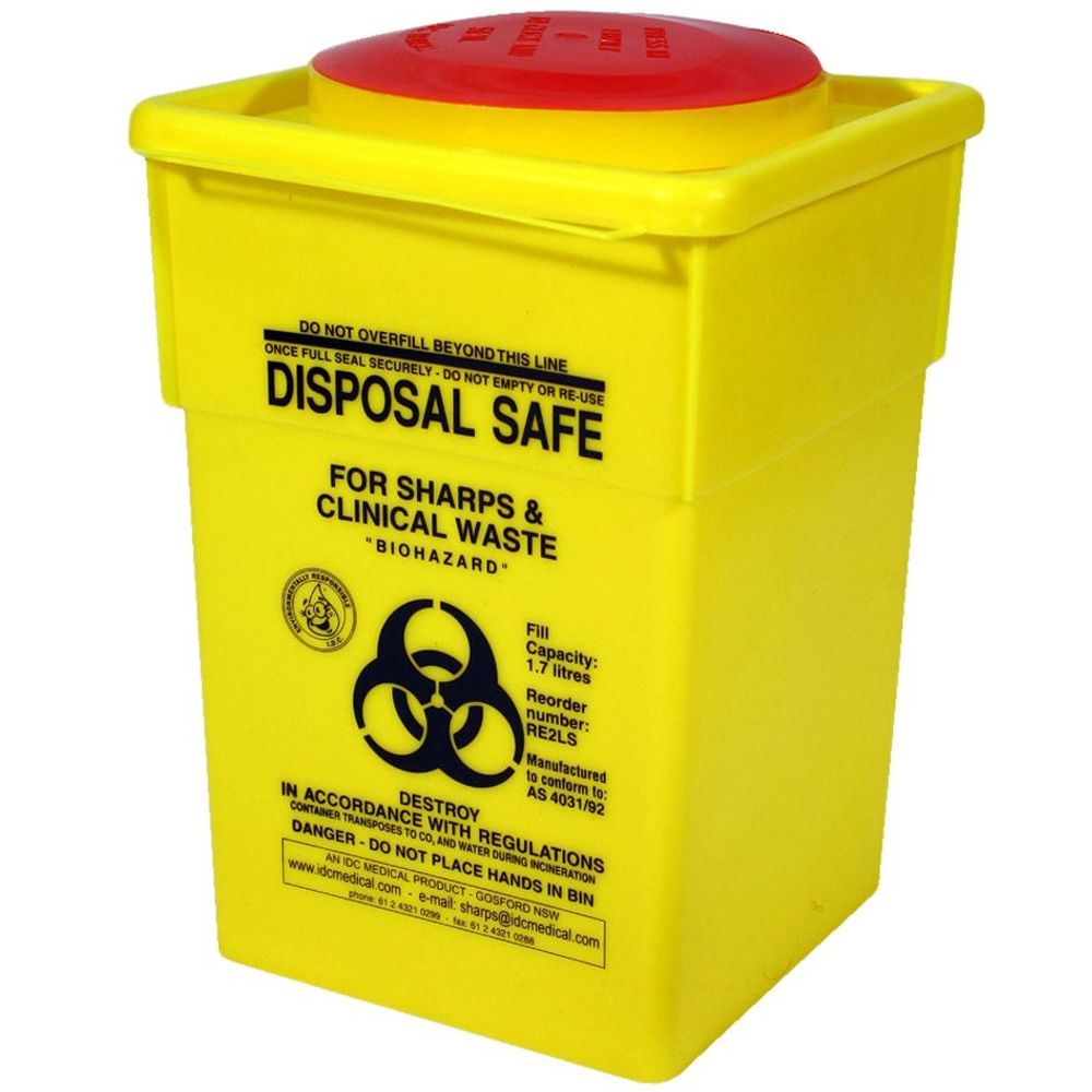 SHARPS CONTAINER, FSC018-PLASTIC-1.8Ltr – All Trades Safety & Workwear ...