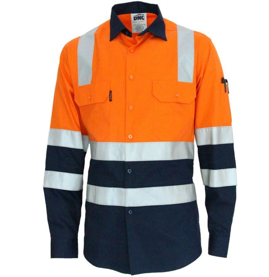 DNC 3547 L/SL REFLECTIVE HI VIS L/W COTTON BIO MOTION X BACK SHIRT