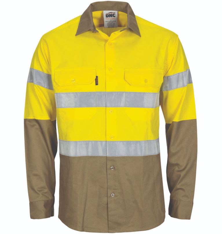 DNC 3784 HI VIS L/W COOL-BREEZE VENTED COTTON SHIRT WITH GUSSET L/SLEEVES