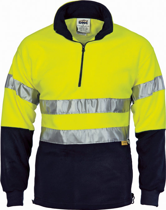 DNC 3829 REFLECTIVE HI VIS 1/2 ZIP POLAR FLEECE PULLOVER